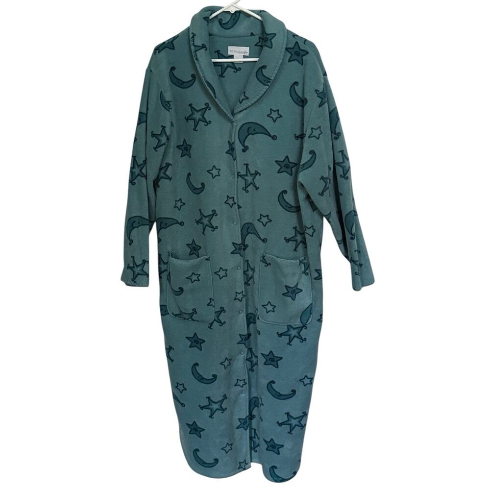 Moon Stars XL Fleece Robe Sleepwear Intimate Moments Women’s Button Up 1X READ